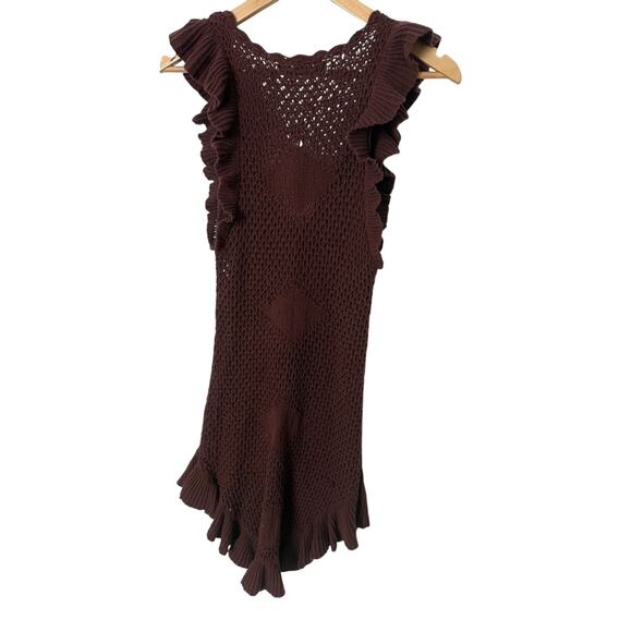 Free People Beach XS Mykonos Open Knit Crochet‎ Sweater Dress Boho Festival - Picture 2 of 5